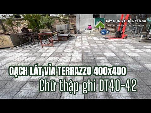 Gạch Lát Vỉa Hè Terrazzo 400x400 Chữ Thập Ghi DT40-42 | Gạch Lát Vỉa Hè Terrazzo Tại Hưng Yên