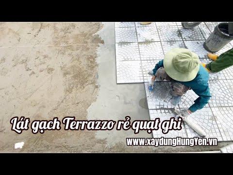Lát Gạch Vỉa Hè Terrazzo Rẻ Quạt Ghi | Gạch Lát Sân Vườn Terrazzo | Gạch Terrazzo Rẻ Quạt