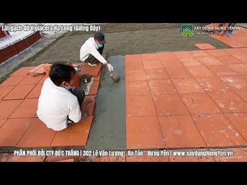 Lát Sân Gạch 40 đỏ Viglacera Hạ Long (Giếng Đáy) | Gạch Cotto 40 đỏ Viglacera Hạ Long Tại Hưng Yên