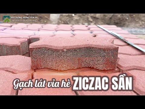 Gạch Lát Vỉa Hè - Sân Vườn Tự Chèn Block Ziczac Màu đỏ Sần | Gạch Ziczac Sần đỏ Tại Hưng Yên