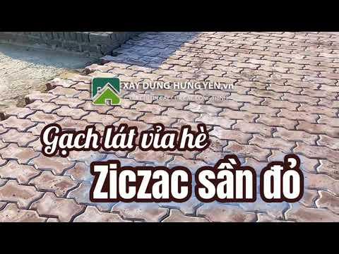 Gạch Lát Vỉa Hè Tự Chèn Block Ziczac Màu đỏ Sần Tại Công Trình Trường Tiểu Học Chỉ Đạo - Văn Lâm