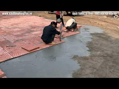 Lát Gạch TERRAZZO TD40 - 1002 Mắt Nai Màu đỏ Tại Trường Tiểu Học Thị Trấn Vương - Tiên Lữ - Hưng Yên