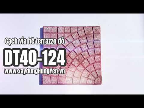 Gạch Lát Sân Vườn Terrazzo Rẻ Quạt Màu đỏ DT40-124 | Gạch Lát Sân Vườn, Gạch Lát Vỉa Hè Hưng Yên